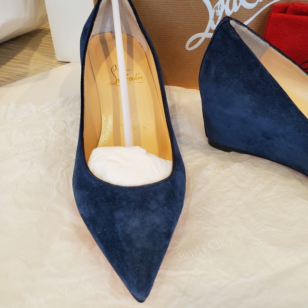 Louboutin dark blue shoes